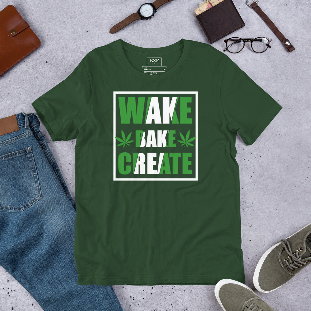 Wake, Bake, and Create Unisex T-shirt